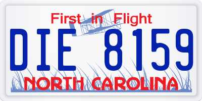 NC license plate DIE8159