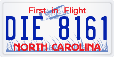 NC license plate DIE8161