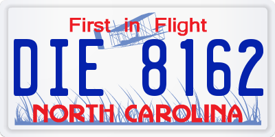NC license plate DIE8162