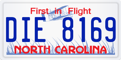 NC license plate DIE8169