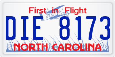 NC license plate DIE8173