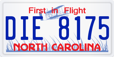 NC license plate DIE8175