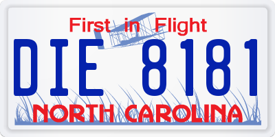 NC license plate DIE8181