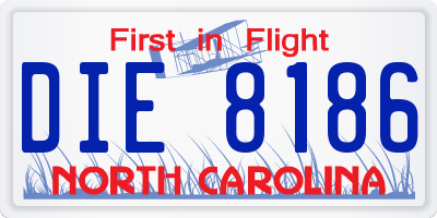 NC license plate DIE8186