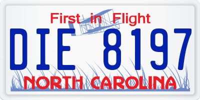 NC license plate DIE8197