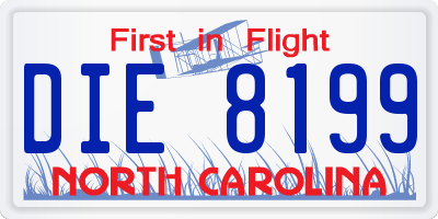 NC license plate DIE8199