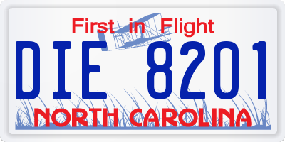 NC license plate DIE8201