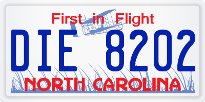 NC license plate DIE8202