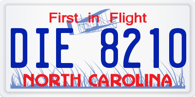 NC license plate DIE8210