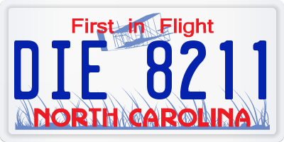 NC license plate DIE8211