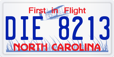 NC license plate DIE8213
