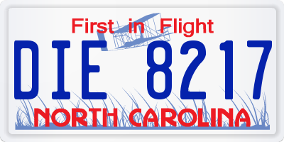 NC license plate DIE8217