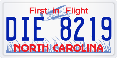 NC license plate DIE8219