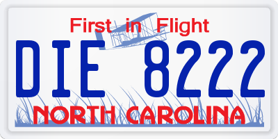 NC license plate DIE8222