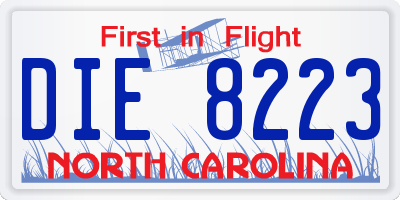NC license plate DIE8223