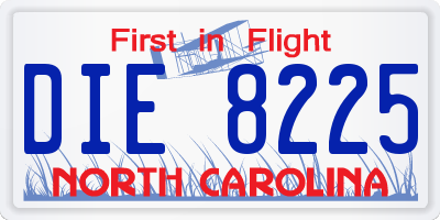 NC license plate DIE8225