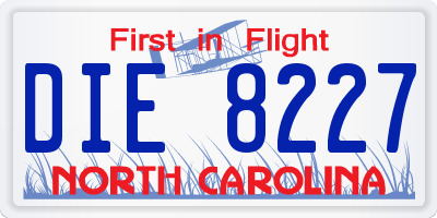 NC license plate DIE8227