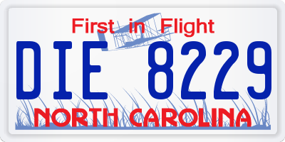NC license plate DIE8229