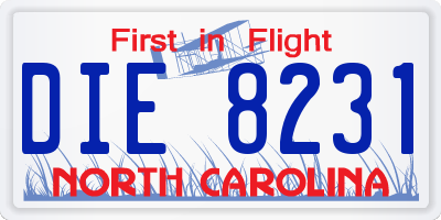 NC license plate DIE8231
