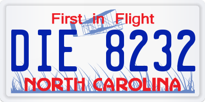 NC license plate DIE8232
