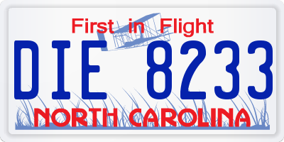 NC license plate DIE8233