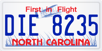 NC license plate DIE8235