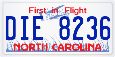 NC license plate DIE8236