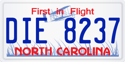 NC license plate DIE8237