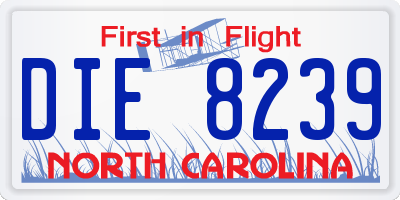 NC license plate DIE8239