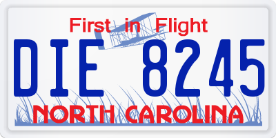 NC license plate DIE8245
