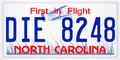 NC license plate DIE8248