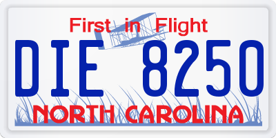 NC license plate DIE8250
