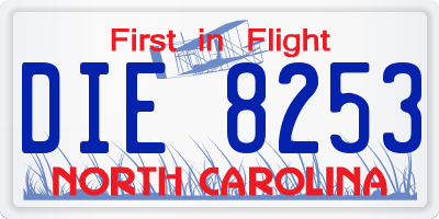 NC license plate DIE8253