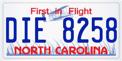 NC license plate DIE8258