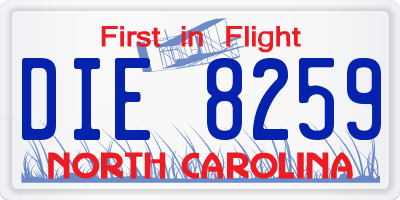 NC license plate DIE8259