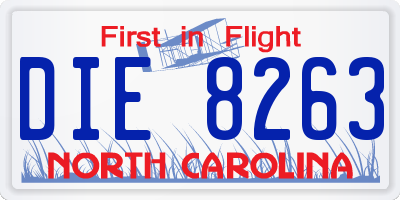 NC license plate DIE8263