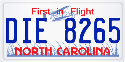 NC license plate DIE8265