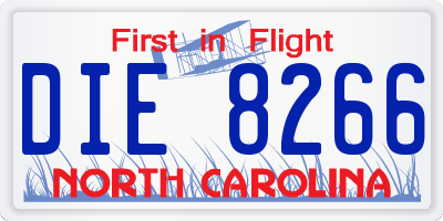 NC license plate DIE8266