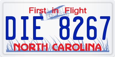 NC license plate DIE8267