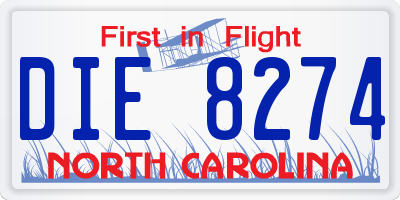 NC license plate DIE8274