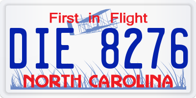 NC license plate DIE8276