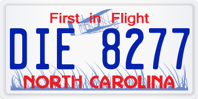 NC license plate DIE8277