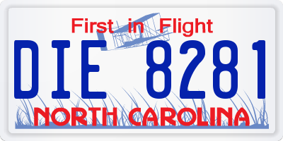 NC license plate DIE8281