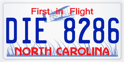 NC license plate DIE8286
