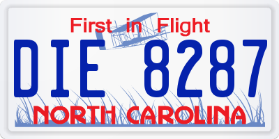 NC license plate DIE8287