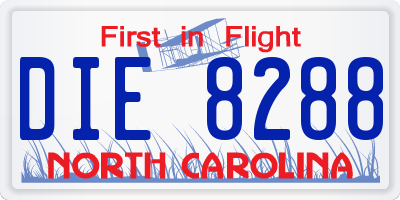 NC license plate DIE8288
