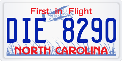 NC license plate DIE8290