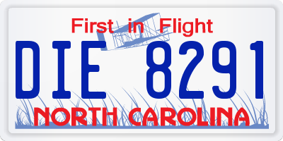NC license plate DIE8291