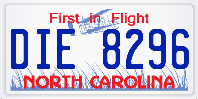 NC license plate DIE8296