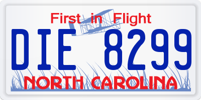 NC license plate DIE8299
